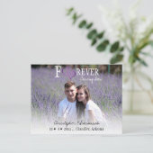 紫色のリンクハートFOREVER日付を保存 案内ポストカード (スタンド正面)