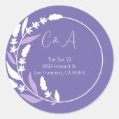 紫色のリーフィサークルイニシャル ラウンドシール (正面)