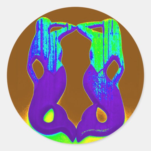 紫色のルックアウト人魚 ラウンドシール (正面)