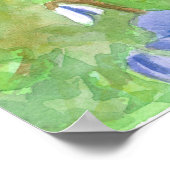 紫色のルピネ野草水彩風景 ポスター (角)