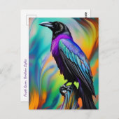 紫色のレイベン、北のライトの背景 ポストカード (正面/裏面)