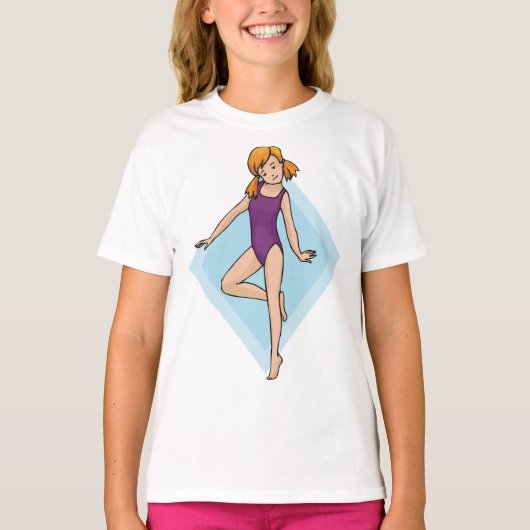 紫色のレオタードの女子体操選手 Tシャツ (正面)