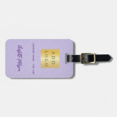 紫色のレザーのビジネス会社のロゴ名 ラゲッジタグ (正面横)
