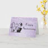 紫色のレトロのグリッターはカップルの焼をつけます カード (黄色い花)