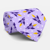 紫色のレトロロケットのタイ ネクタイ (ロール)