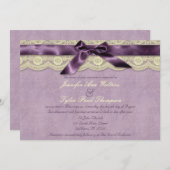 紫色のレースのヴィンテージの結婚式招待状 招待状 (正面/裏面)