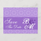 紫色のレース星パターン日付を保存V6 案内ポストカード (正面)