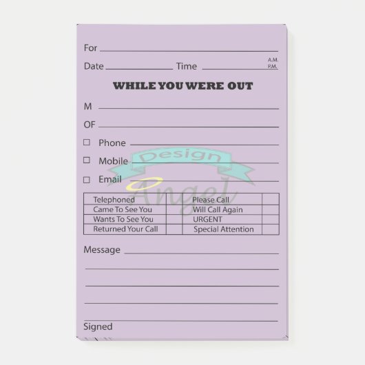 紫色のロゴの透かしの電話のメッセージのポストそれはあります ポストイット (正面)