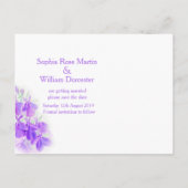 紫色のロベリア日付はがきを保存 案内ポストカード (裏面)