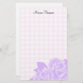 紫色のローズピンクは個人的な文房具に点を打ちます 便箋 (正面/裏面)