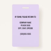 紫色のロ企業のゴ従業員フォトバッジ バッジ (裏面)