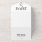 紫色のワイルドフラワーの水色のフローラ結婚の オールインワン招待状 (外側)