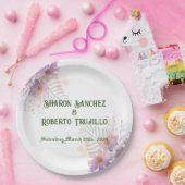 紫色のワイルドフラワーカード ペーパープレート (パーティー)