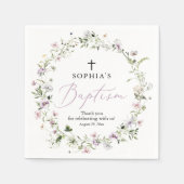 紫色のワイルドフラワーガールバプティスペーパーナプキン スタンダードカクテルナプキン (正面)