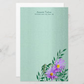 紫色のワイルドフラワーコーナー縁ど 便箋 (正面/裏面)