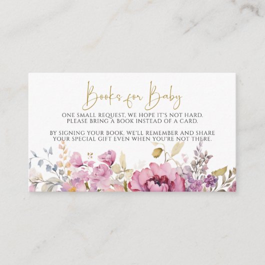 紫色のワイルドフラワーズブックベビーカード エンクロージャーカード (正面)