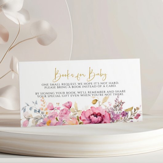 紫色のワイルドフラワーズブックベビーカード エンクロージャーカード