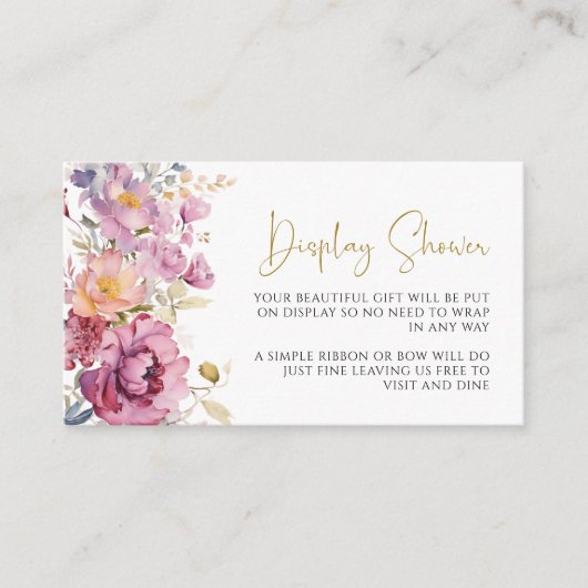 紫色のワイルドフラワーディスプレイシャワーカード エンクロージャーカード (正面)