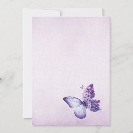 紫色のワイルドフラワーバタフライガールの誕生日 サンキューカード (裏面)