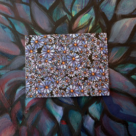 紫色のワイルドフラワーパターン ポストカード