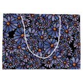 紫色のワイルドフラワーパターン ラージペーパーバッグ (裏面)