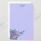 紫色のワイルドフラワーフォトコーナー縁どパーソナライズされた 便箋 (正面/裏面)