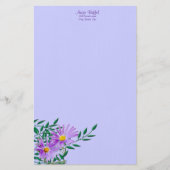 紫色のワイルドフラワーフォトコーナー縁どパーソナライズされた 便箋 (正面)