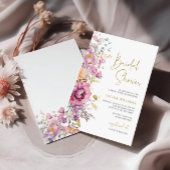 紫色のワイルドフラワーブライダルシャワー招待 招待状