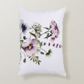 紫色のワイルドフラワーブーケ水彩フローラ アクセントクッション (正面(垂直))