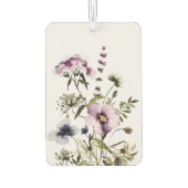 紫色のワイルドフラワーブーケ水彩フローラ カーエアーフレッシュナー (裏面)