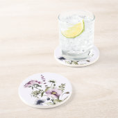 紫色のワイルドフラワーブーケ水彩フローラ コースター (側面)