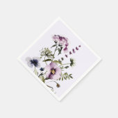 紫色のワイルドフラワーブーケ水彩フローラ スタンダードカクテルナプキン (角)