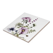 紫色のワイルドフラワーブーケ水彩フローラ タイル (側面)