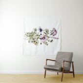 紫色のワイルドフラワーブーケ水彩フローラ タペストリー (インサイチュ(横))