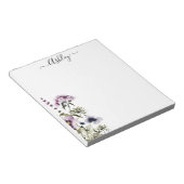 紫色のワイルドフラワーブーケ水彩フローラ ノートパッド (アングル)