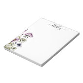 紫色のワイルドフラワーブーケ水彩フローラ ノートパッド (回転)