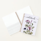 紫色のワイルドフラワーブーケ水彩フローラ ノートブック (内部)