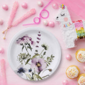紫色のワイルドフラワーブーケ水彩フローラ ペーパープレート (パーティー)