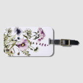 紫色のワイルドフラワーブーケ水彩フローラ ラゲッジタグ (正面横)