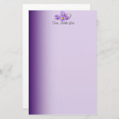 紫色のワイルドフラワーヘッダー 便箋 (正面/裏面)