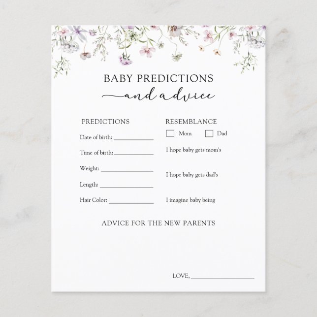 紫色のワイルドフラワーベビーアドバイスと予測 (正面)