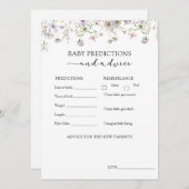 紫色のワイルドフラワーベビーアドバイスと予測 招待状 (正面/裏面)