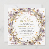 紫色のワイルドフラワーベビーイン開花シャワー 招待状 (正面)