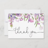 紫色のワイルドフラワーベビーシャワーサンキューカード サンキューカード (正面)