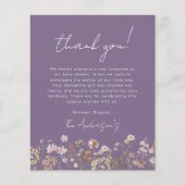 紫色のワイルドフラワーベビーシャワーサンキューカード チラシ (正面)