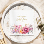 紫色のワイルドフラワーベビーシャワーナプキン スタンダードカクテルナプキン