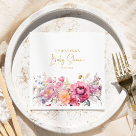 紫色のワイルドフラワーベビーシャワーナプキン スタンダードカクテルナプキン