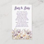紫色のワイルドフラワーベビーシャワーブックベビー エンクロージャーカード (正面)