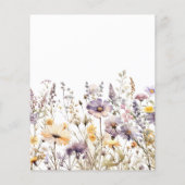 紫色のワイルドフラワーベビーシャワー祈りの言葉カード (裏面)