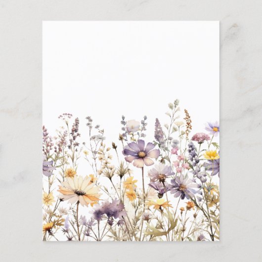 紫色のワイルドフラワーベビーシャワー祈りの言葉カード (裏面)